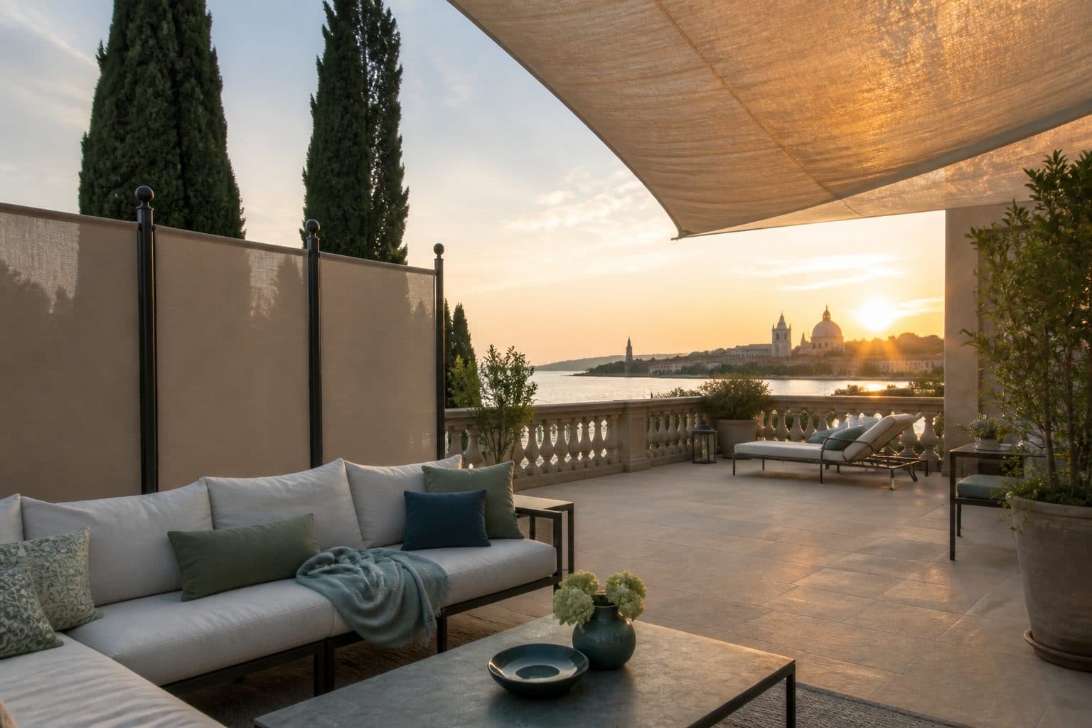 Terrazza italiana con tessuti outdoor
